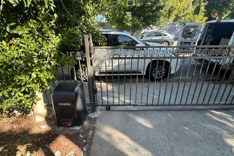 An electric gate operating correctly after an electrical fault was repaired